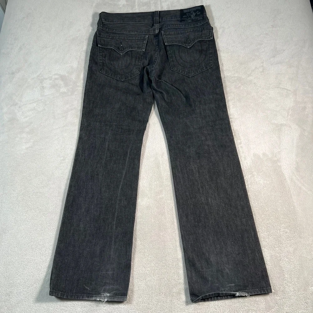 True Religion Jeans Men's Size 36x34 Black Denim Ricky Straight Leg Made in USA